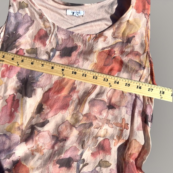 Rosemarine Italy Silk Blend Watercolor Floral Midi Dress L Boho Romantic Resort - Picture 15 of 16